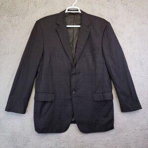 Pronto Moda Men's Blazer‎ Size 46 Black Pinstripe Merino Wool Super 140s Italy